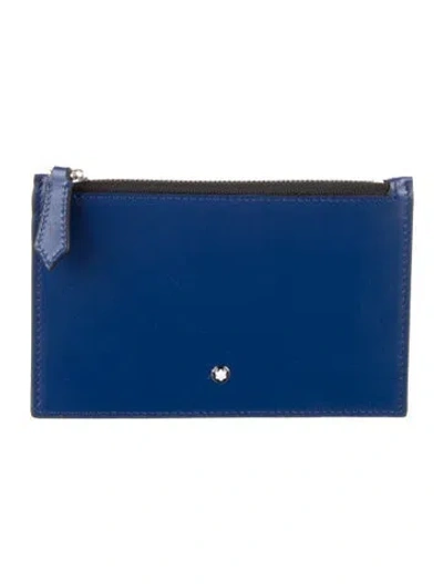 Pre-owned Montblanc Leather Pouch In Blue