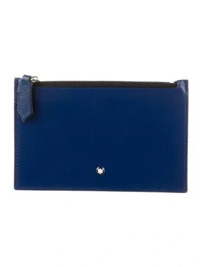 Pre-owned Montblanc Leather Pouch In Blue