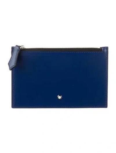 Pre-owned Montblanc Leather Pouch In Blue