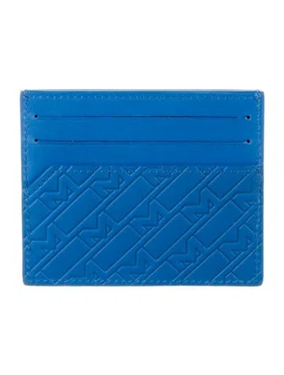 Pre-owned Montblanc Leather Printed Card Holder In Blue