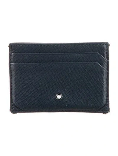 Pre-owned Montblanc Leather Printed Card Holder In Blue