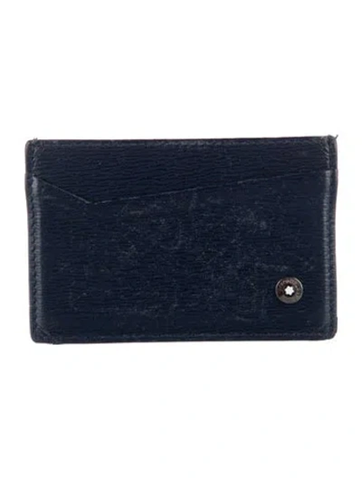 Pre-owned Montblanc Leather Printed Card Holder In Blue