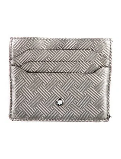 Pre-owned Montblanc Leather Printed Card Holder In Gray