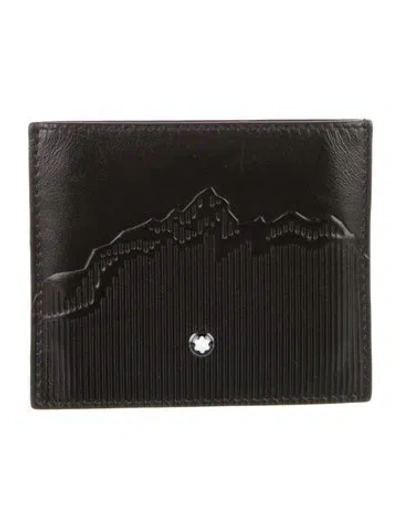Pre-owned Montblanc Leather Printed Wallet In Black