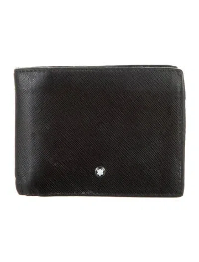 Pre-owned Montblanc Leather Printed Wallet In Black