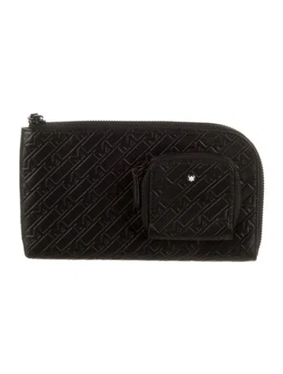 Pre-owned Montblanc Leather Printed Wallet In Black