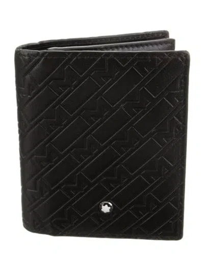 Pre-owned Montblanc Leather Printed Wallet In Black