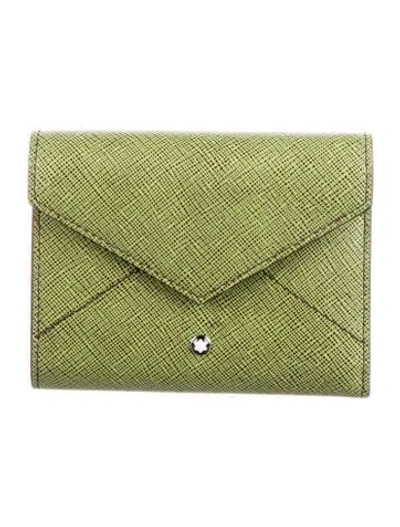 Pre-owned Montblanc Leather Printed Wallet In Green