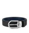 Montblanc Reversible Horseshoe Buckle Leather Belt In Black