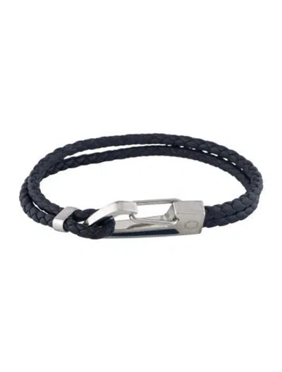 Pre-owned Montblanc Leather Star Bracelet In Blue
