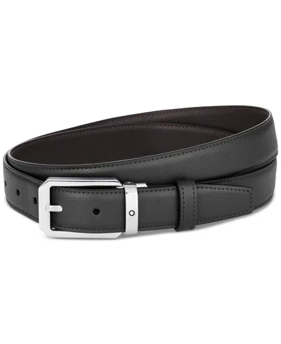 Montblanc Leather Reversible Pin Buckle Belt In Black,brown