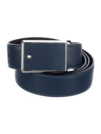 Pre-owned Montblanc Leather Waist Belt In Blue