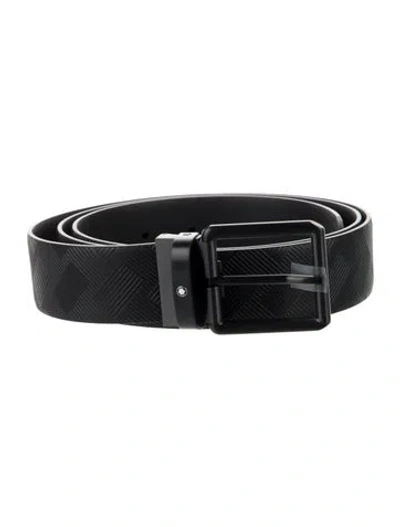 Pre-owned Montblanc Leather Waist Belt W/ Tags In Black