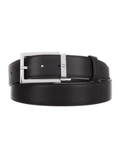 Pre-owned Montblanc Leather Waist Belt W/ Tags In Black