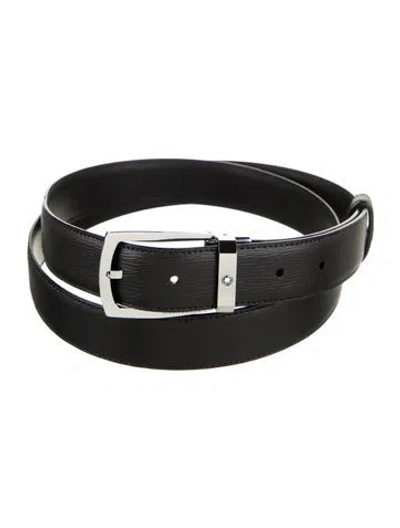 Pre-owned Montblanc Leather Waist Belt W/ Tags In Black