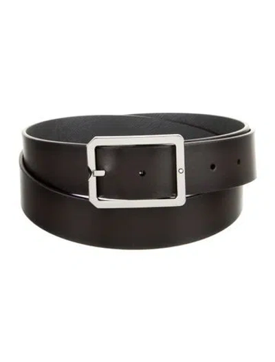 Pre-owned Montblanc Leather Waist Belt W/ Tags In Black