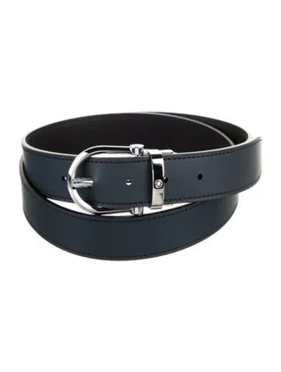 Pre-owned Montblanc Leather Waist Belt W/ Tags In Black