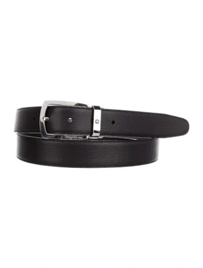 Pre-owned Montblanc Leather Waist Belt W/ Tags In Black