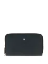 Montblanc Leather Wallet With Zip-around Design And Metal Logo In Black