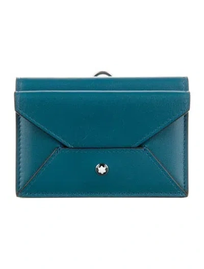 Pre-owned Montblanc Leather Wallet In Blue