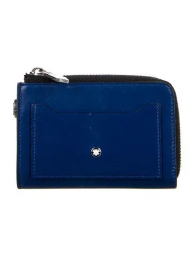 Pre-owned Montblanc Leather Wallet In Blue