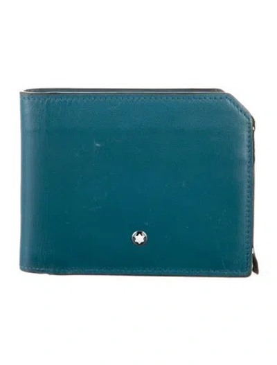 Pre-owned Montblanc Leather Wallet In Blue