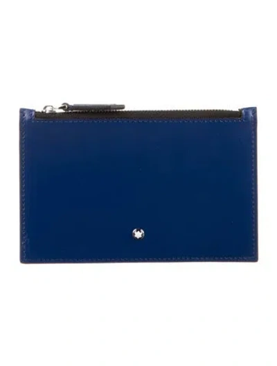 Pre-owned Montblanc Leather Wallet In Blue