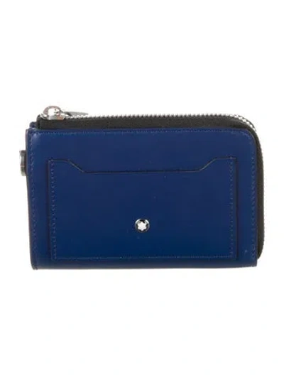 Pre-owned Montblanc Leather Wallet In Blue