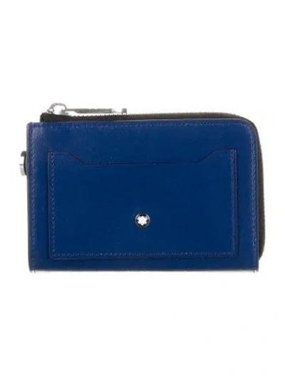 Pre-owned Montblanc Leather Wallet In Blue