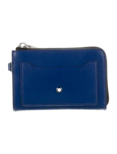 Pre-owned Montblanc Leather Wallet In Blue