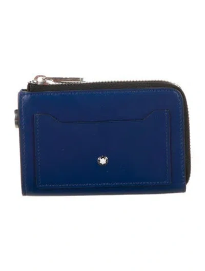 Pre-owned Montblanc Leather Wallet In Blue