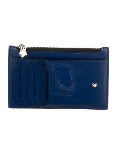 Pre-owned Montblanc Leather Wallet In Blue