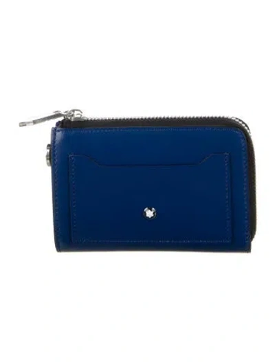 Pre-owned Montblanc Leather Wallet In Blue