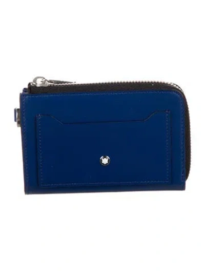 Pre-owned Montblanc Leather Wallet W/ Tags In Blue