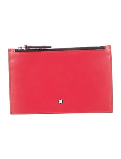Pre-owned Montblanc Leather Wallet W/ Tags In Red
