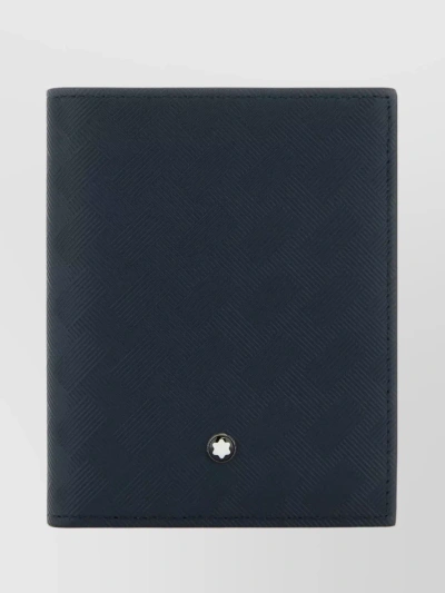 Montblanc Leather Wallet With Bifold Design And Embossed Motif In Blue