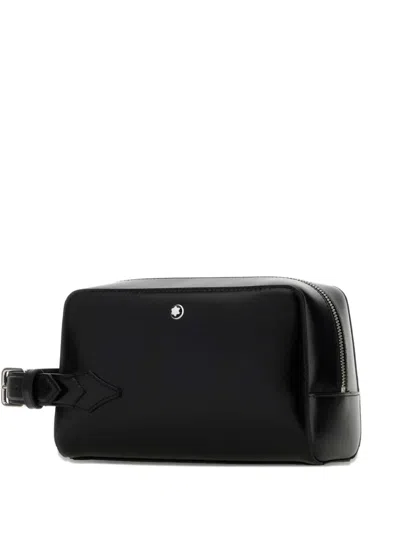 Montblanc Leather Beauty Case Buckle Logo Zip In Black