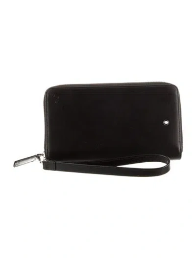 Pre-owned Montblanc Leather Wristlet In Black
