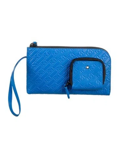 Pre-owned Montblanc Leather Wristlet In Blue