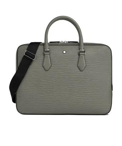 Montblanc Logo Briefcase In Medium Gery