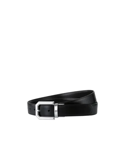 Montblanc Logo Buckle Belt In Black