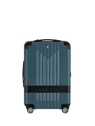 Montblanc Logo-detail Luggage Bag In Blue