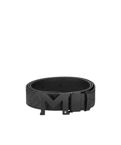 Montblanc Logo Double-sided Belt In Black