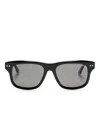 Montblanc Logo-engraved Square-frame Sunglasses In 黑色