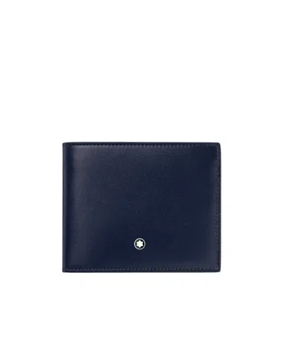 Montblanc Logo Plaque Bi-fold Wallet In Blue