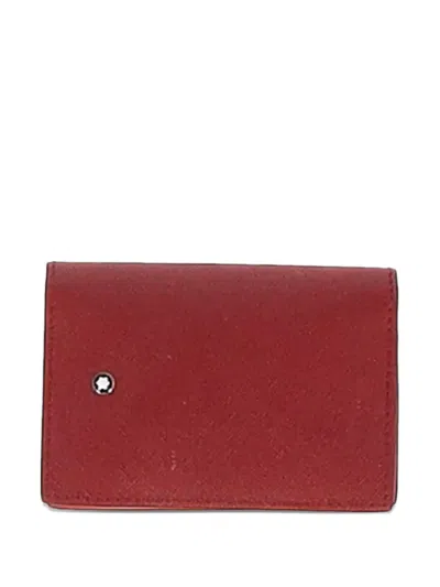 Pre-owned Montblanc Logo-plaque Flap Card Holder In Red
