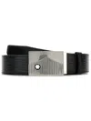 Montblanc Logo Buckled Reversible Belt In Black