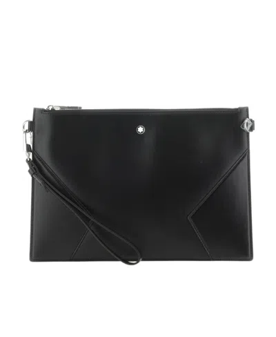 Montblanc Logo-plaque Leather Clutch Bag In Black
