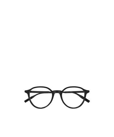 Montblanc Logo-plaque Round-frame Glasses In Black