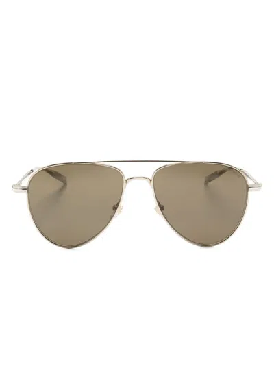 Montblanc Logo-print Round-frame Sunglasses In Gold